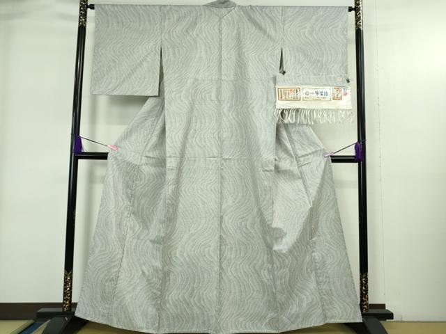 平和屋本店▽極上 石川県指定無形文化財 牛首紬 白山工房 手織り 単衣 まるやま扱い 証紙付き 逸品 DZAB4049kh6