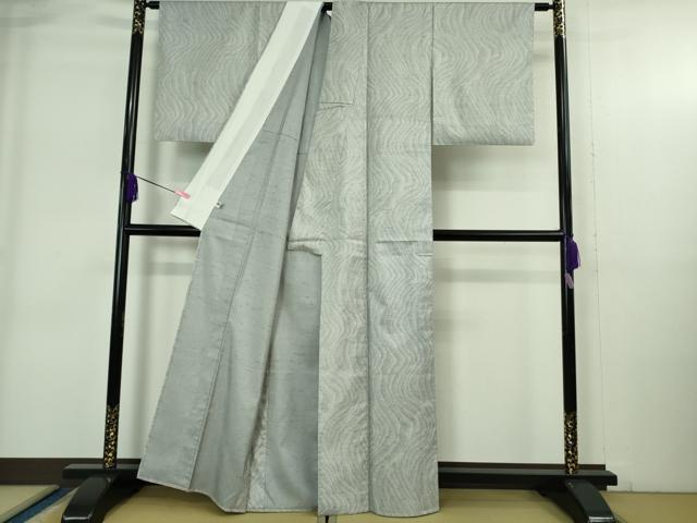 平和屋本店▽極上 石川県指定無形文化財 牛首紬 白山工房 手織り 単衣 まるやま扱い 証紙付き 逸品 DZAB4049kh6