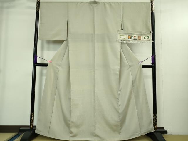 平和屋本店●極上 本塩沢 やまだ織 小出マサイ作 灰白色地 証紙付き 逸品 DZAB4059kh6