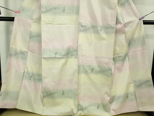 平和屋本店●極上 本場大島紬 音符 楽譜 ト音記号 逸品 DZAB4067kh6
