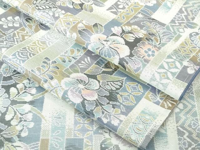 平和屋着物●極上 本場大島紬 白大島 短冊花文 やまと誂製 逸品 未使用 DZAB4072kh6