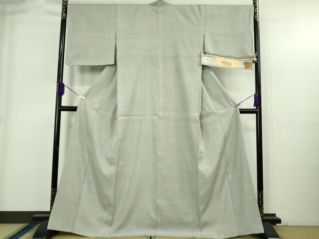 平和屋本店●極上 紬屋吉平 本場結城紬 重要無形文化財 色無地 白鼠色 証紙付き 逸品 DZAB4078kh6