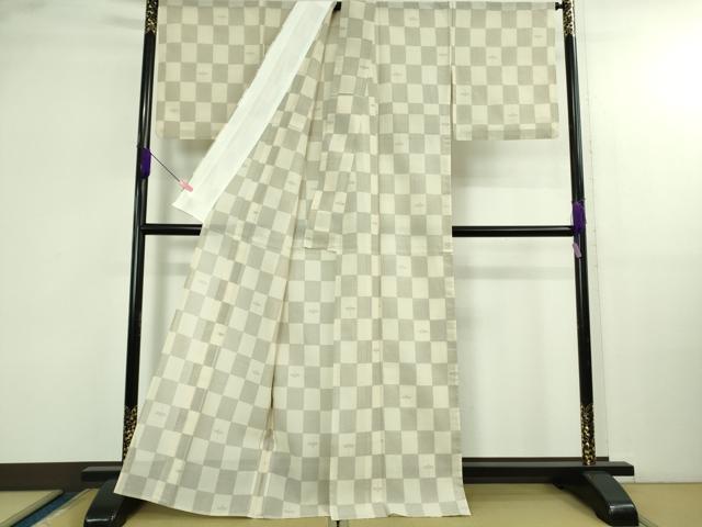 平和屋本店*極上 夏物 本塩沢 夏塩沢 蜻蛉 トンボ 市松文様 逸品 DZAB4088kh6