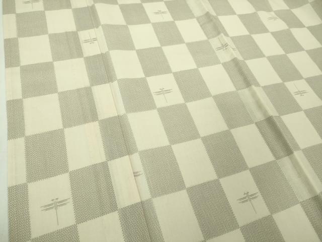平和屋本店*極上 夏物 本塩沢 夏塩沢 蜻蛉 トンボ 市松文様 逸品 DZAB4088kh6
