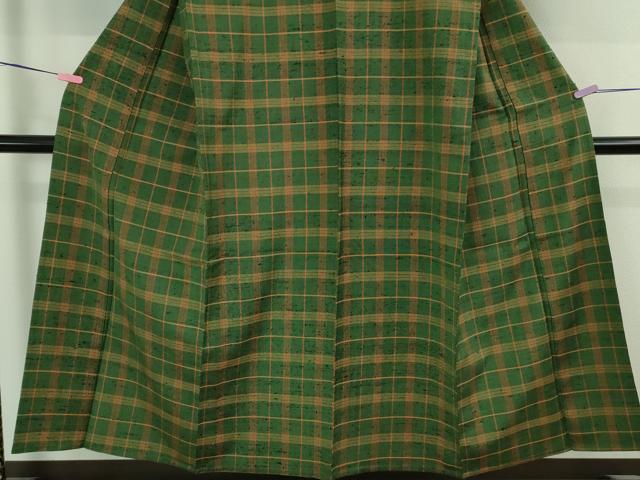 平和屋本店▽希少 ざざんざ織 単衣 アンサンブル 道中着セット 格子 逸品 DZAB4090kh6