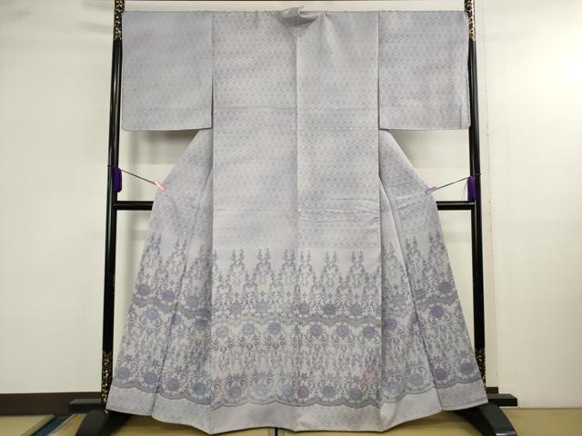 平和屋本店●極上 菅原工房 菅原結作 漢方染紬 訪問着 花唐草文 暈し染め 逸品 未使用 DZAB4091kh6