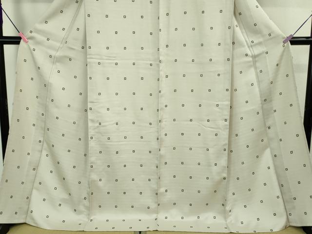 平和屋本店▽極上 京都染織メーカー・貴久樹謹製 野蚕糸 ナチュラルタッサー 単衣 灰白色地 証紙付き ロング丈 逸品 DZAB4096kh6