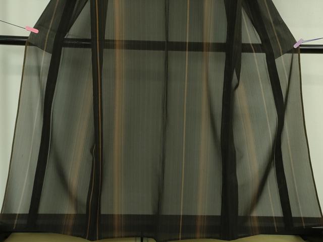 平和屋本店*希少 夏物 本場黄八丈 夏黄八 黒八丈 伝統工芸士 西條吉広 紗紬 縞 証紙付き 逸品 未使用 DZAB4098kh6