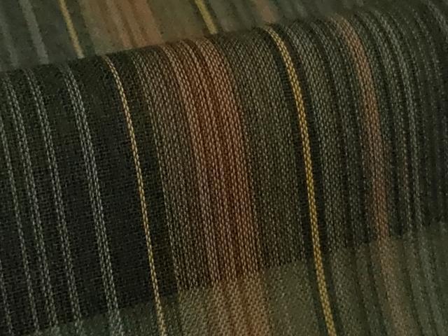 平和屋本店*希少 夏物 本場黄八丈 夏黄八 黒八丈 伝統工芸士 西條吉広 紗紬 縞 証紙付き 逸品 未使用 DZAB4098kh6