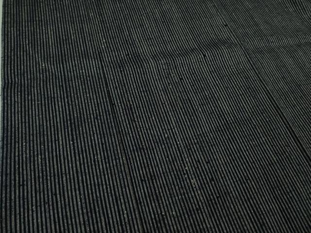 平和屋本店●極上 男性 浦野理一 経節紬 縞 藍墨茶色×濃藍色 逸品 DZAB4115kh6