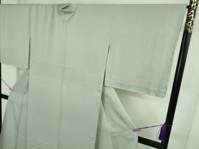 平和屋本店▽極上 京都染織メーカー・貴久樹謹製 天然繭 エンディシルク 紬 単衣 灰青色 証紙付き 逸品 未使用 DZAB4116kh6