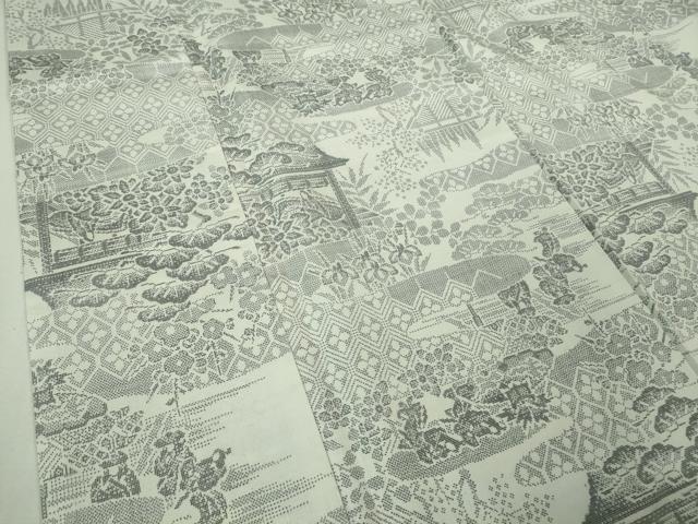 平和屋着物●極上 本場大島紬 白大島 7マルキ 人物風景花文 逸品 DZAB4123kh6