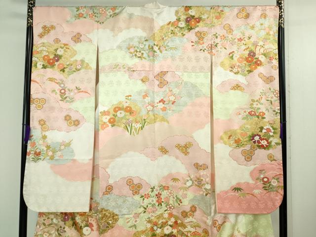 平和屋本店●極上 振袖 吉澤友禅 駒刺繍 雲取り吉祥花文 金彩 逸品 DZAB4131kh6