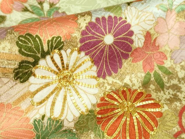 平和屋本店●極上 振袖 吉澤友禅 駒刺繍 雲取り吉祥花文 金彩 逸品 DZAB4131kh6
