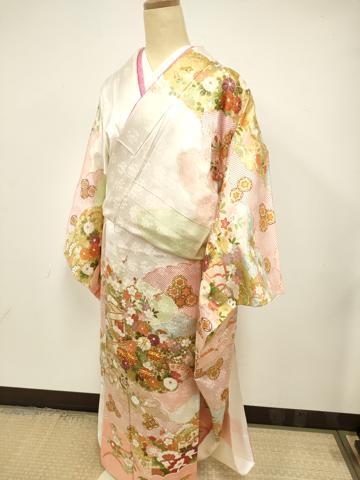 平和屋本店●極上 振袖 吉澤友禅 駒刺繍 雲取り吉祥花文 金彩 逸品 DZAB4131kh6