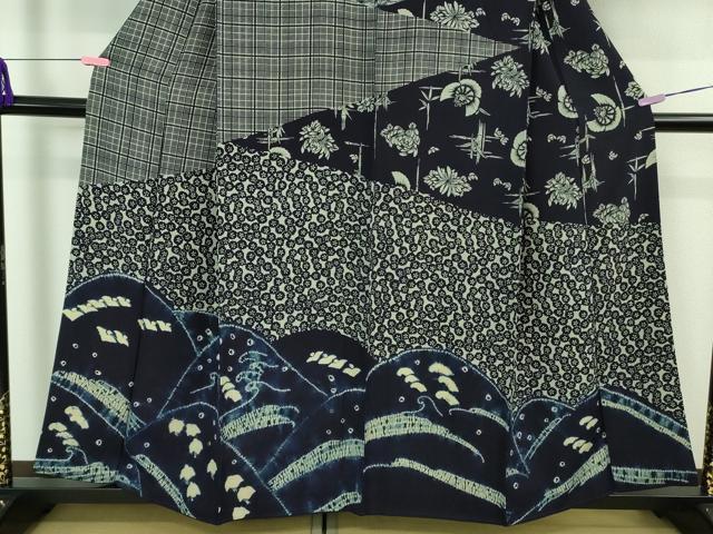 平和屋本店●極上 藍香房 訪問着 天然藍染 立波に千鳥 笹竹 ふくら雀 花萩 逸品 DZAB4135kh6