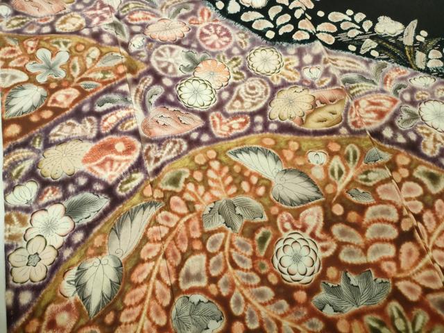平和屋着物●極上 十七代京屋林蔵 黒留袖 刺繍 辻が花 暈し染め 逸品 DZAB4143kh6