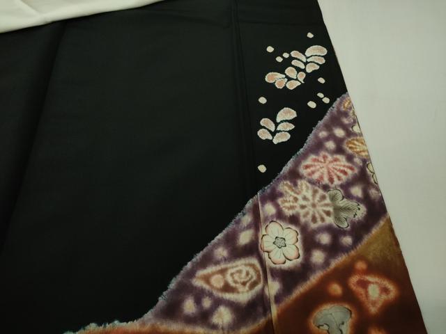 平和屋着物●極上 十七代京屋林蔵 黒留袖 刺繍 辻が花 暈し染め 逸品 DZAB4143kh6