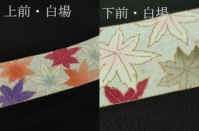 平和屋着物●極上 小紋 楓 黒地 鬼しぼ縮緬 金彩 逸品 DZAB4155kh6