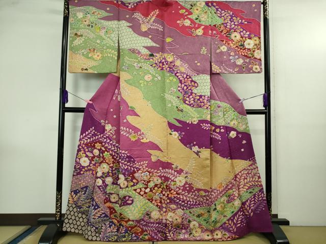 平和屋本店●極上 訪問着 作家物 辻が花 金通し地 鈴乃屋扱い 逸品 DZAB4158kh6