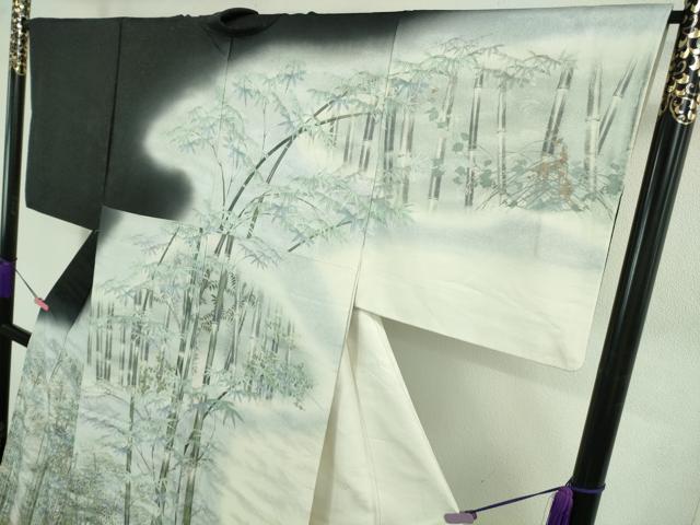 平和屋本店●極上 琉染の創設者 山岡古都 水墨書 訪問着 竹垣庵 暈し染め 銀通し地 逸品 DZAB4161kh6