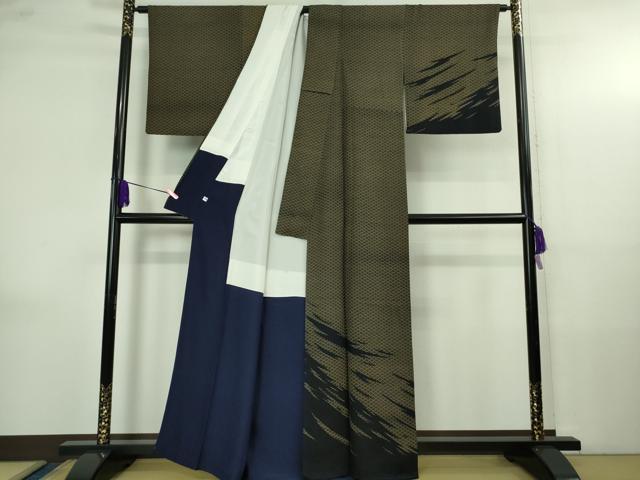 平和屋着物●極上 藍造り国選定無形文化財 藍師・佐藤昭人 訪問着 型染 青海波 霞文 認定証付き 逸品 DZAB4169kh6