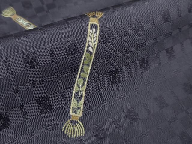 平和屋本店●極上 山口美術織物 皇室 伊勢神宮御用 西陣織 訪問着 お召地 総刺繍 錦繍 筆 草花 深紫色地 逸品 未使用 DZAB4180kh6