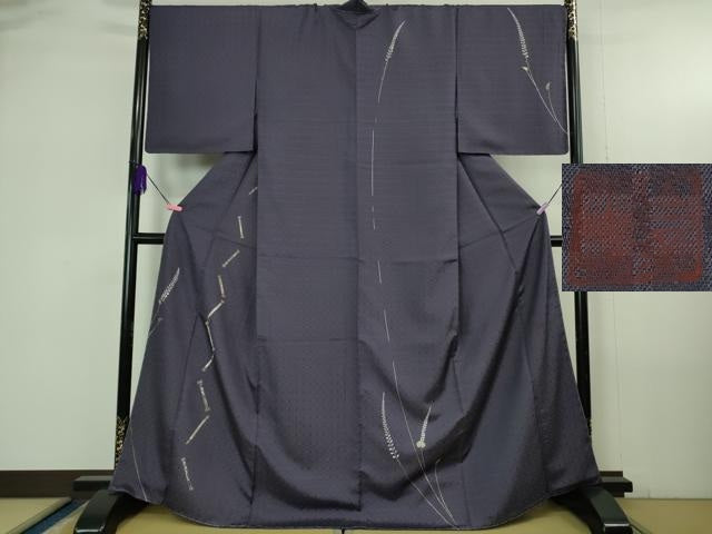 平和屋本店●極上 山口美術織物 皇室 伊勢神宮御用 西陣織 訪問着 お召地 総刺繍 錦繍 筆 草花 深紫色地 逸品 未使用 DZAB4180kh6