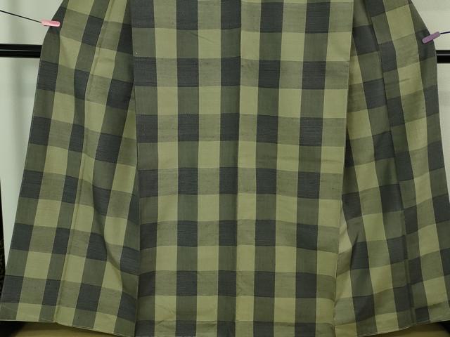 平和屋着物●極上 結城紬 80亀甲 おく玉 手織 格子 証紙付き 逸品 DZAB4187kh6