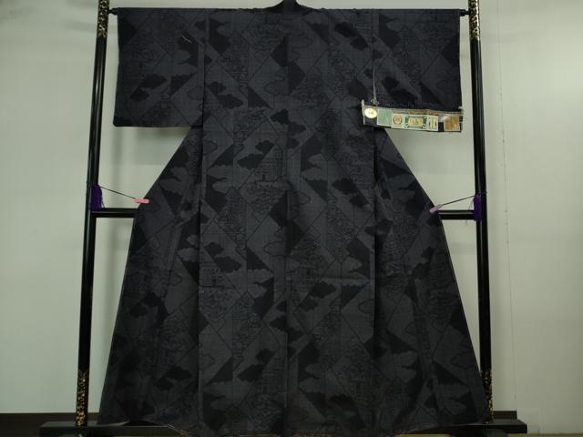 平和屋本店●極上 人間国宝 田中林次 本場結城紬 重要無形文化財 結織苑 100亀甲 切嵌風景 証紙付き 逸品 未使用 DZAB4188kh6