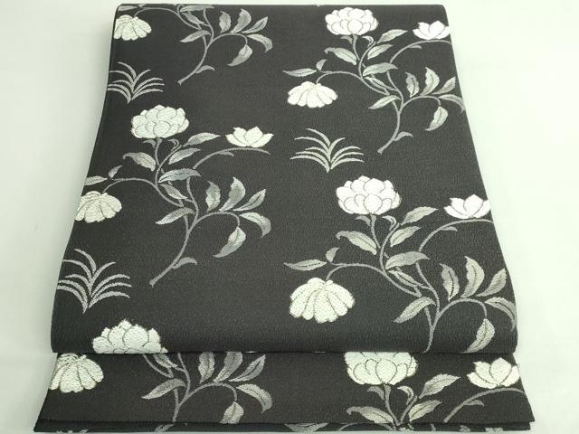 平和屋本店●極上 織文意匠 鈴木 六通柄袋帯 唐織 綾絲錦 草花文 金糸 羊羹色地 逸品 DZAB4209kh6