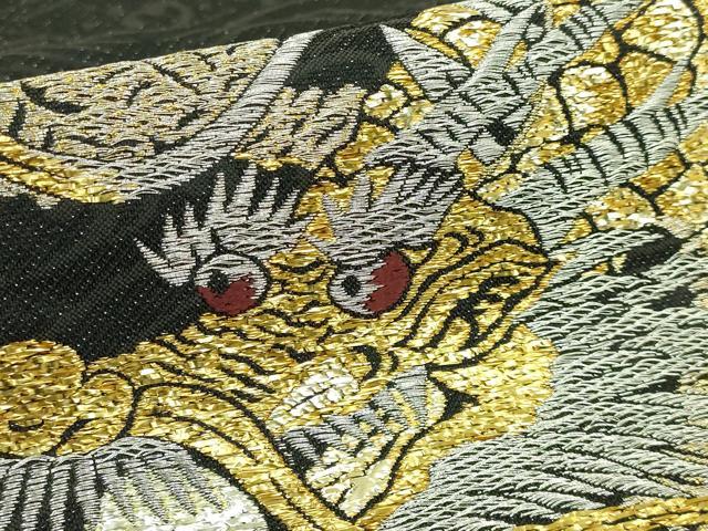 平和屋着物●極上 太鼓柄袋帯 スリーシーズン帯 昇龍 金銀糸 逸品 DZAB4218kh6