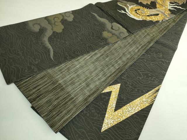 平和屋着物●極上 太鼓柄袋帯 スリーシーズン帯 昇龍 金銀糸 逸品 DZAB4218kh6