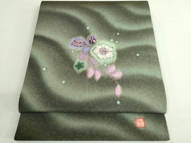 平和屋本店●極上 久保田一竹 幻の辻が花 太鼓柄袋帯 逸品 DZAB4220kh6