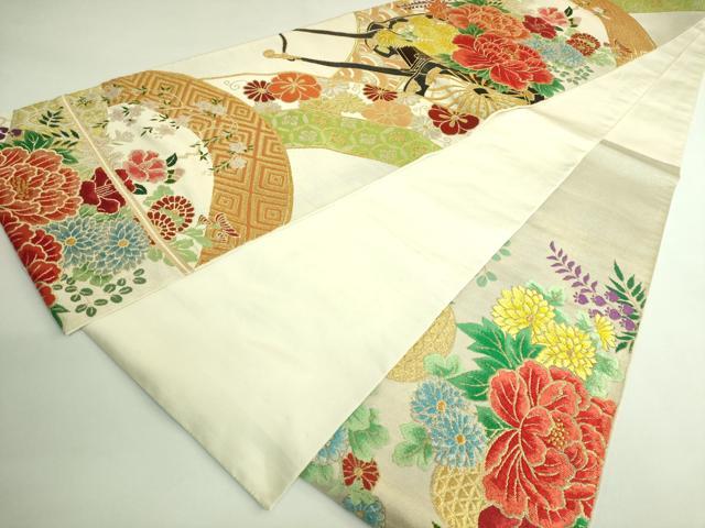 平和屋着物●極上 西陣 川島織物 太鼓柄 本袋帯 唐織 花車文 金糸 逸品 DZAB4223kh6