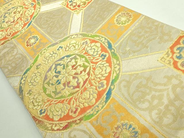平和屋着物●極上 西陣 川島織物 六通柄 本袋帯 正倉院花文 金糸 逸品 DZAB4238kh6