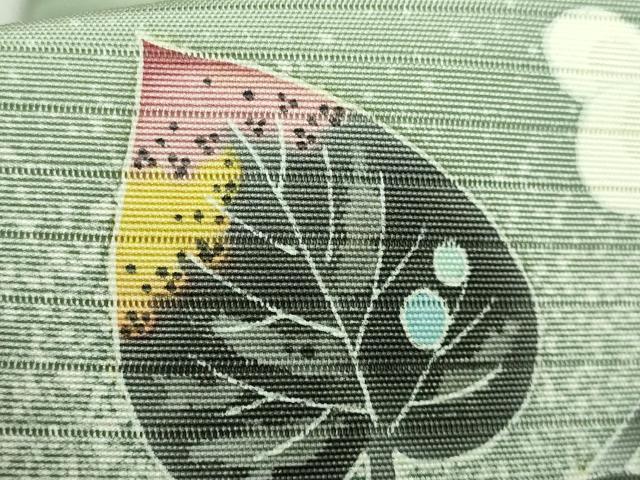 平和屋着物*極上 夏物 人間国宝・羽田登喜男 絽塩瀬 九寸名古屋帯 枝花文 薄い山葵色地 三越扱い 逸品 DZAB4241kh6