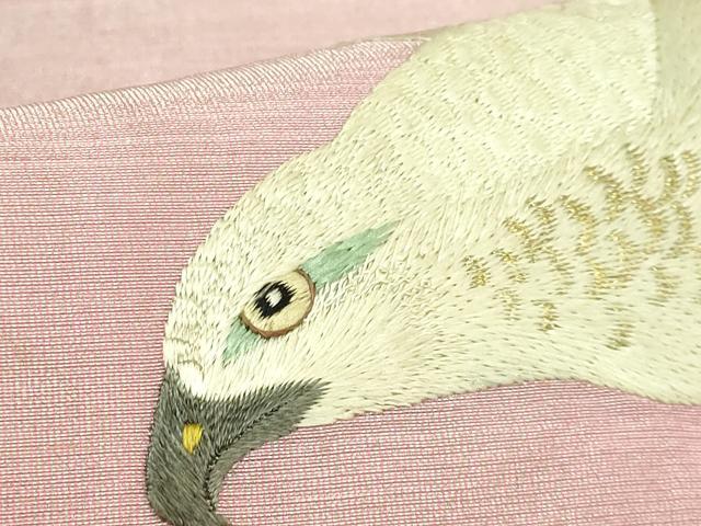 平和屋着物●極上 アンティーク 大正ロマン 九寸名古屋帯 総手刺繍 鷲 金糸 逸品 DZAB4252kh6