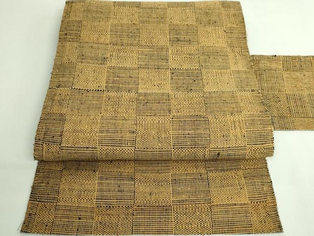 平和屋着物●極上 伊兵衛織 工芸手織 八寸名古屋帯 市松文様 逸品 DZAB4256kh6