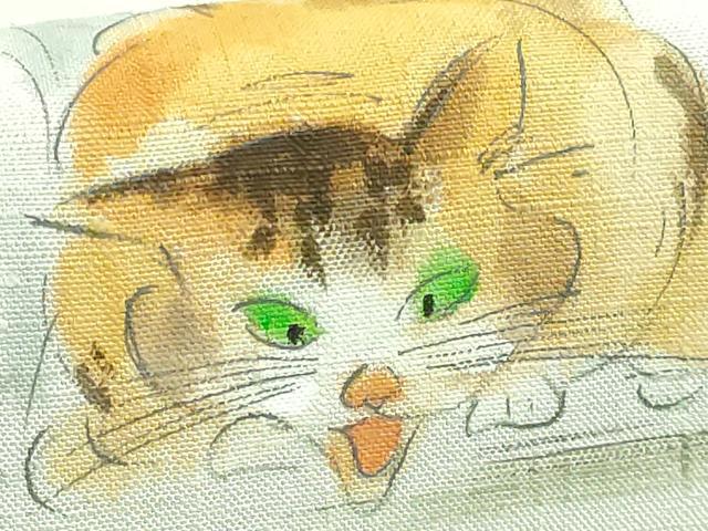 平和屋着物●極上 つけ帯 手描き 紬地 猫 絹鼠色地 逸品 DZAB4263kh6