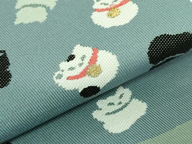 平和屋着物●極上 西陣 川島織物 つけ帯 招き猫 金糸 逸品 DZAB4264kh6