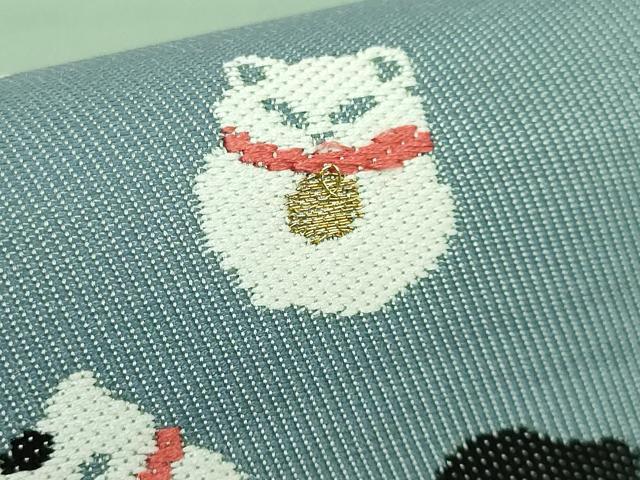 平和屋着物●極上 西陣 川島織物 つけ帯 招き猫 金糸 逸品 DZAB4264kh6