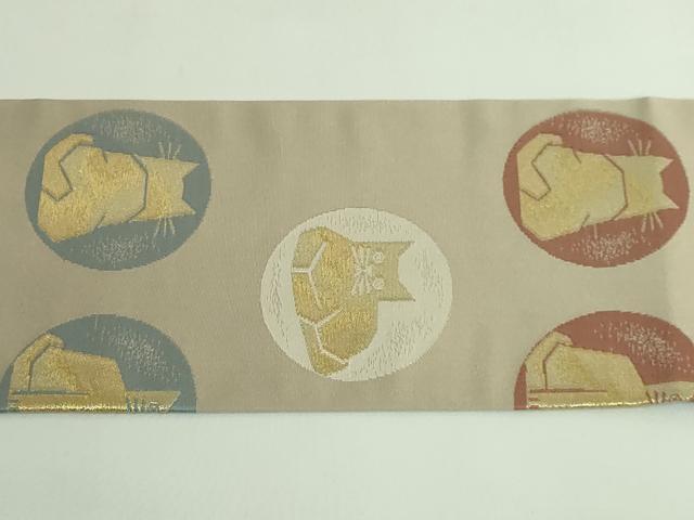 平和屋着物●極上 つけ帯 猫 金糸 逸品 DZAB4265kh6