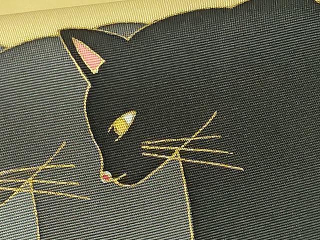 平和屋着物●極上 塩瀬 つけ帯 猫 淡黄色地 金彩 逸品 DZAB4266kh6