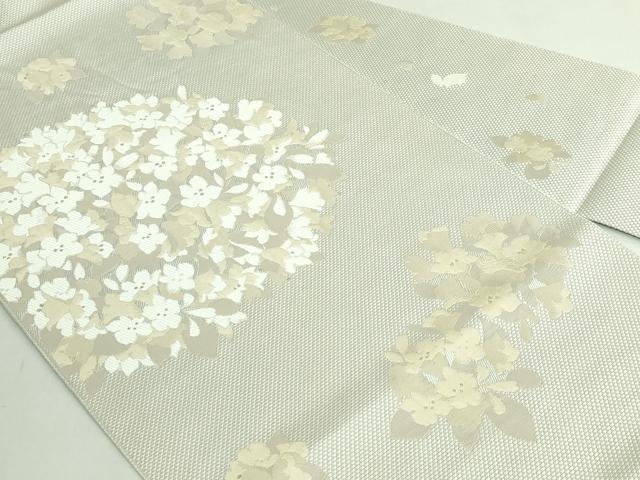 平和屋着物●極上 本場筑前博多織 八寸名古屋帯 KIMONO MODERN 紫陽花 協和織物 金糸 博多金ラベル 証紙付き 逸品 DZAB4277kh6