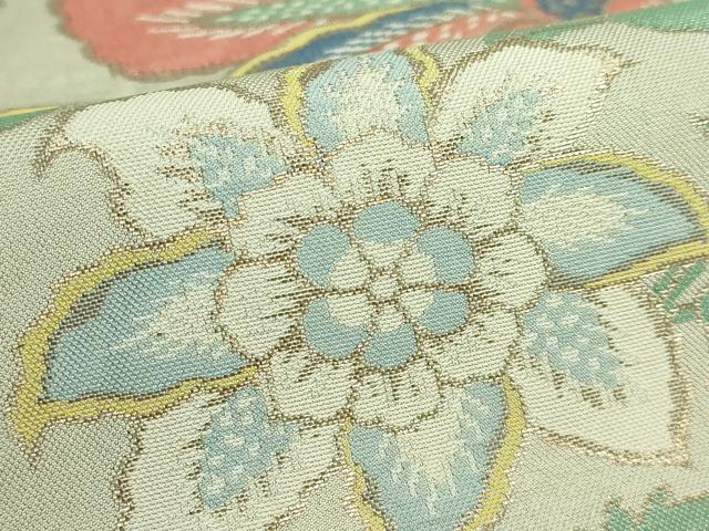 平和屋本店●極上 洛風林 工芸帯地 六通柄袋帯 更紗花文 金糸 逸品 DZAB4293kh6