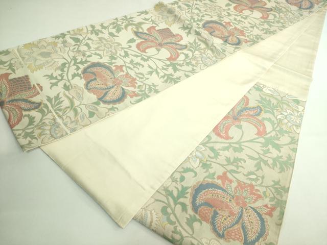 平和屋本店●極上 洛風林 工芸帯地 六通柄袋帯 更紗花文 金糸 逸品 DZAB4293kh6