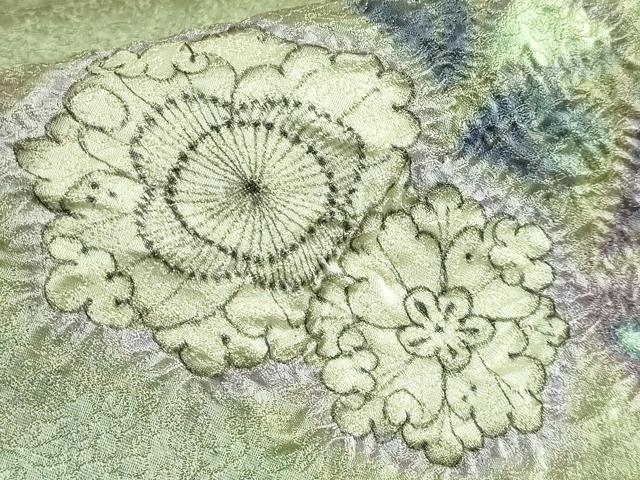 平和屋本店●極上 久保田一竹 幻の辻が花 太鼓柄袋帯 金通し地 逸品 DZAB4297kh6