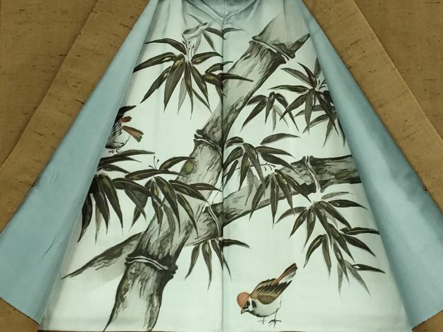 平和屋着物●極上 男性 紬 アンサンブル 長羽織 濃い香染色 羽裏・笹竹 逸品 DZAB4302kh6