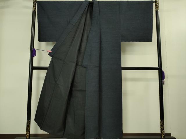 平和屋着物●極上 男性 結城紬 アンサンブル 杢 濃い青褐色 逸品 未使用 DZAB4311kh6